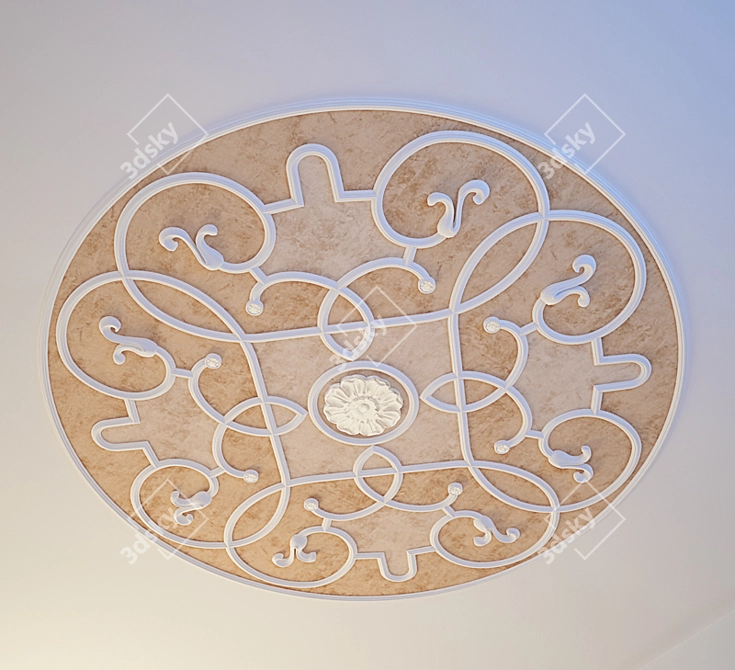 Elegant Ceiling Rosette 3D model image 1