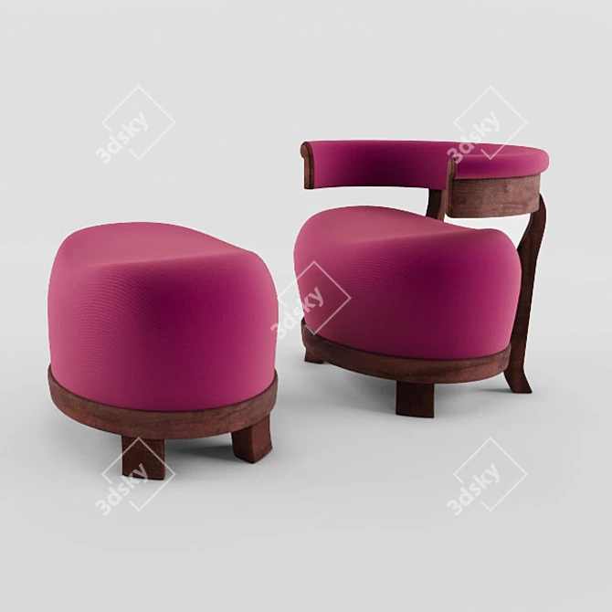 Chic Chelsea Chair and Ottoman 3D model image 1