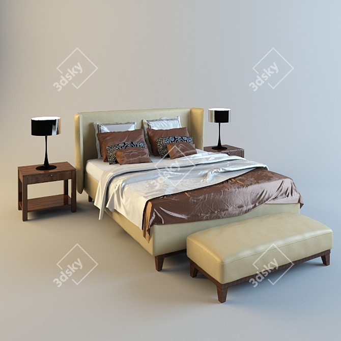 Modern Bed: Sleek and Stylish 3D model image 1