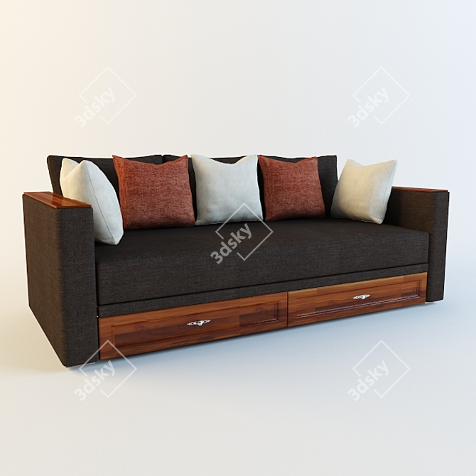 Compact Ottoman Sofa - 2000x1000x900 3D model image 1