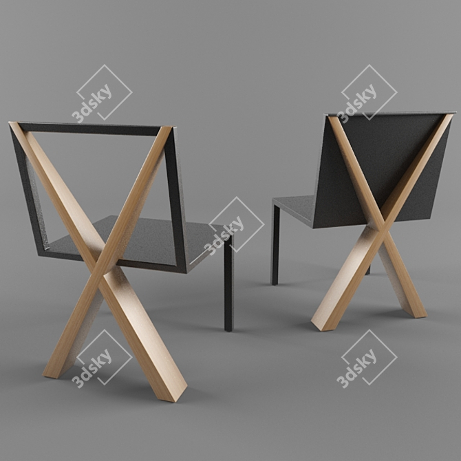 X Chair: Stylish and Sturdy 3D model image 1