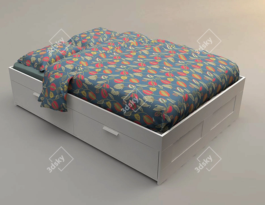 IKEA Brimnes Bed Frame with Storage 3D model image 1