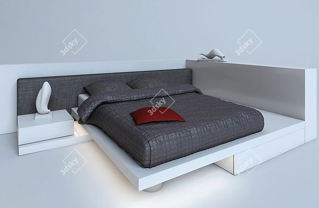 Luxury Italian Square Bed – Novamobily 3D model image 1