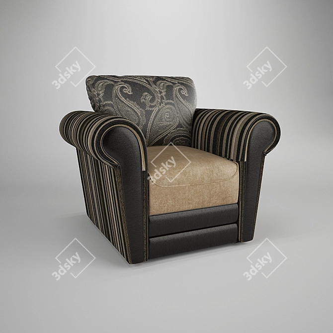 Luxury Texture Leather-Velvet Armchair 3D model image 1