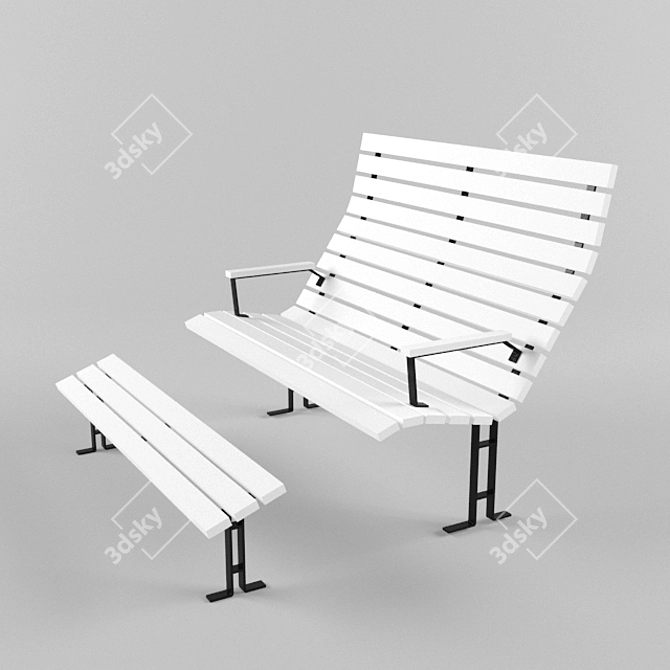 Elegant Footrest Bench 3D model image 1