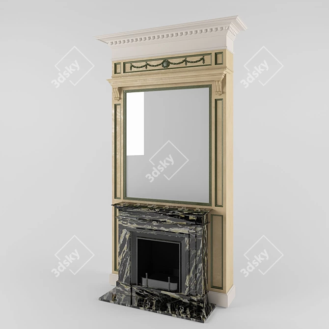  Rustic Stone Fireplace 3D model image 1