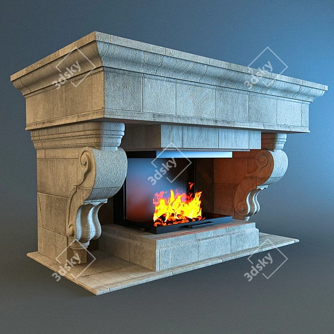 Custom Made Fireplace | W-2130mm, D-1230mm, H-1300mm 3D model image 1