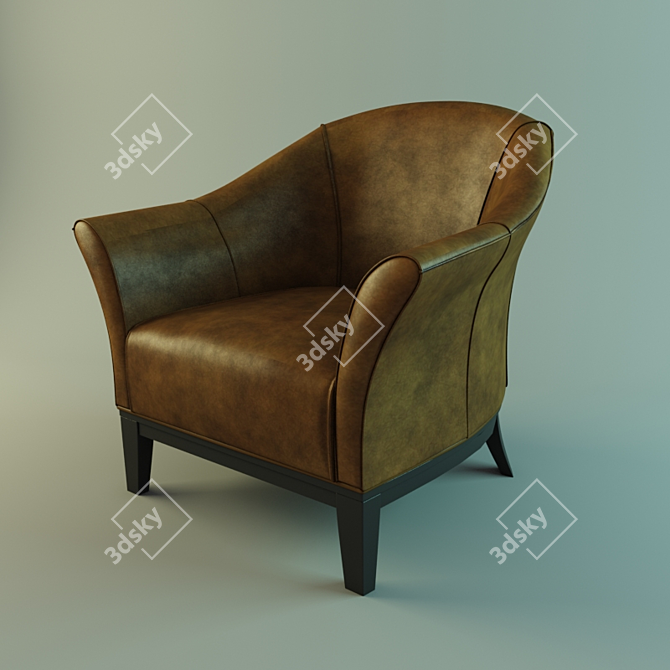 Sleek Leather Chair 3D model image 1