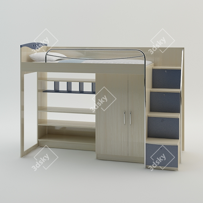 Customizable Kids Bed 3D model image 1