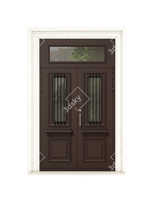 Metallic Door with Decorative MDF Panels 3D model image 1