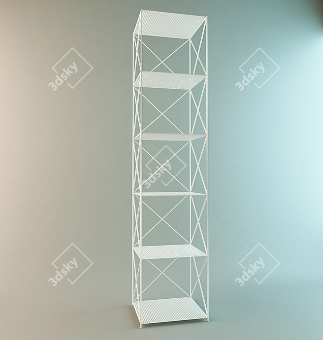 Metal Book Rack: 1750mm Height, 300mm Depth 3D model image 1