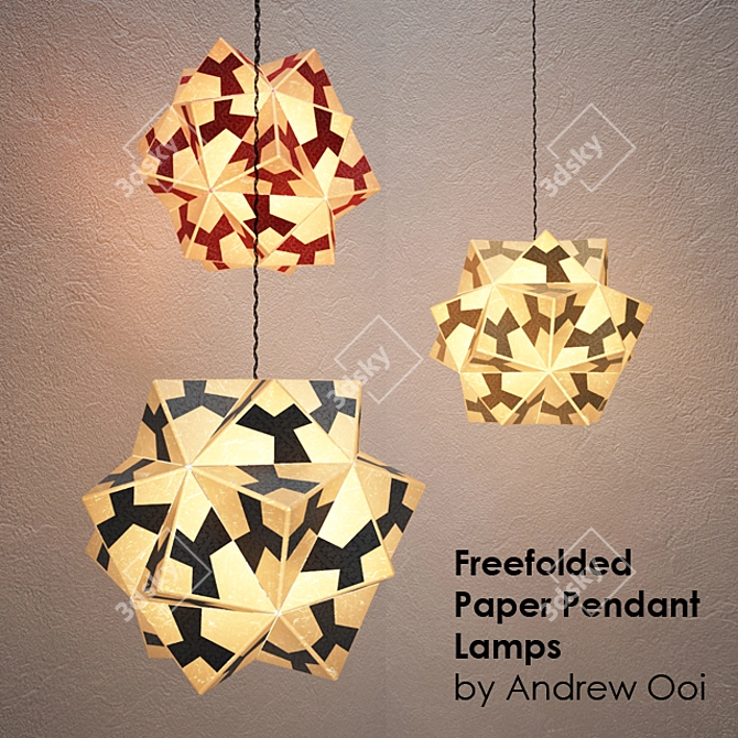 Origami-inspired Paper Pendant Lamps 3D model image 1