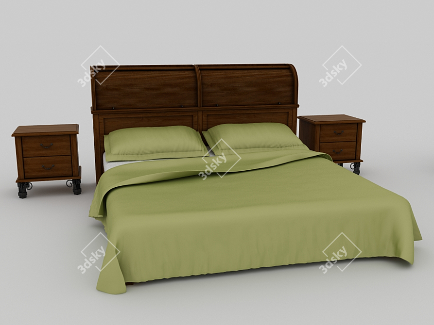 Headboard Storage Bed 3D model image 1