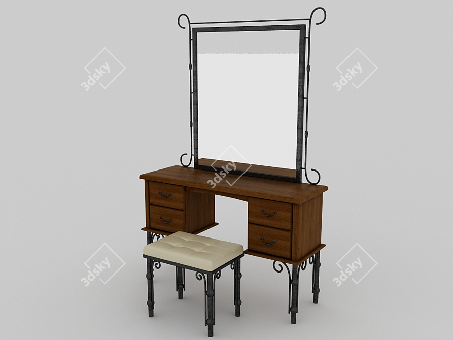 Elegant Hammered Dressing Table 3D model image 1