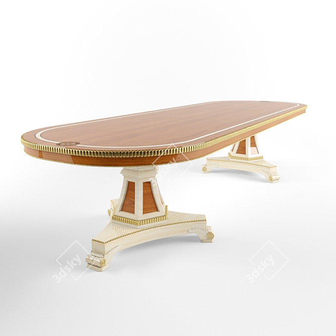 Luxury Oak and Gold Dining Table 3D model image 1