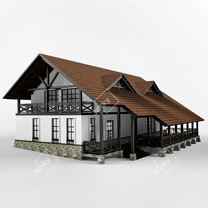 Rustic Retreat: Chalet House 3D model image 1