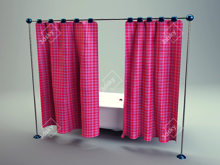 Versatile Freestanding Bathroom Curtain 3D model image 1