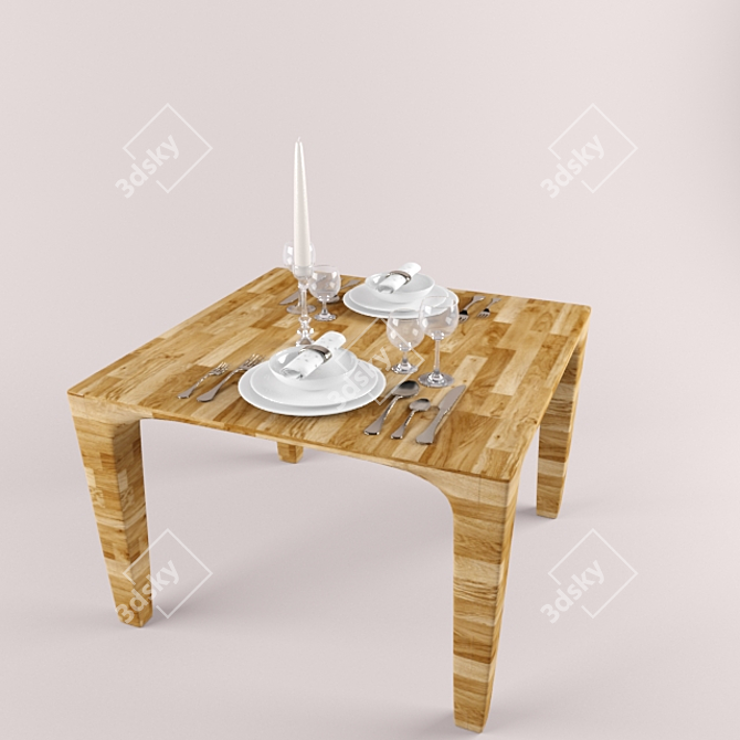 Sleek Wooden Table 3D model image 1