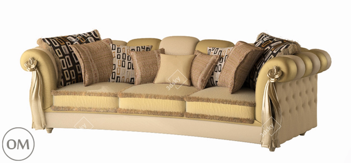 Elegant Tiffany 3-Seater Sofa 3D model image 1