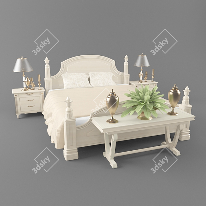 Dream Haven: Luxurious Bedroom Set 3D model image 1