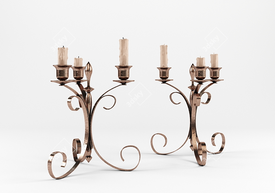 Elegant Metal Candlestick 3D model image 1