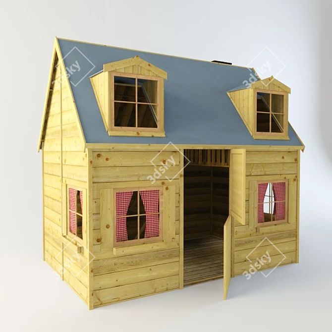 Title: Charming Wooden Kids House 3D model image 1