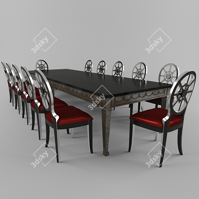 Modern Dining Set: Table & Chairs 3D model image 1