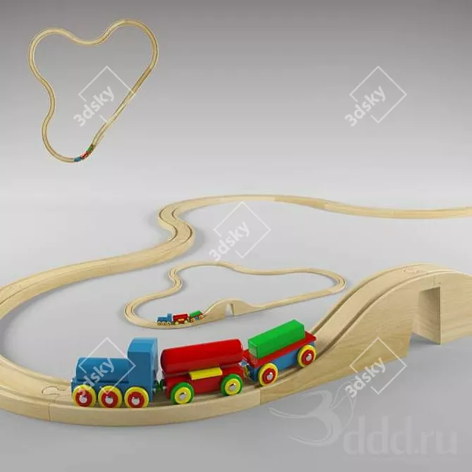 Wooden Toy Train 3D model image 1