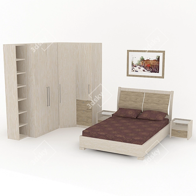 Elegant Galante Bedroom Set 3D model image 1