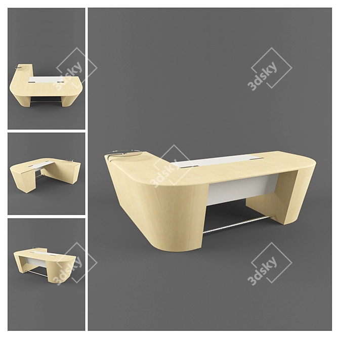 Modern Oak Executive Desk 3D model image 1