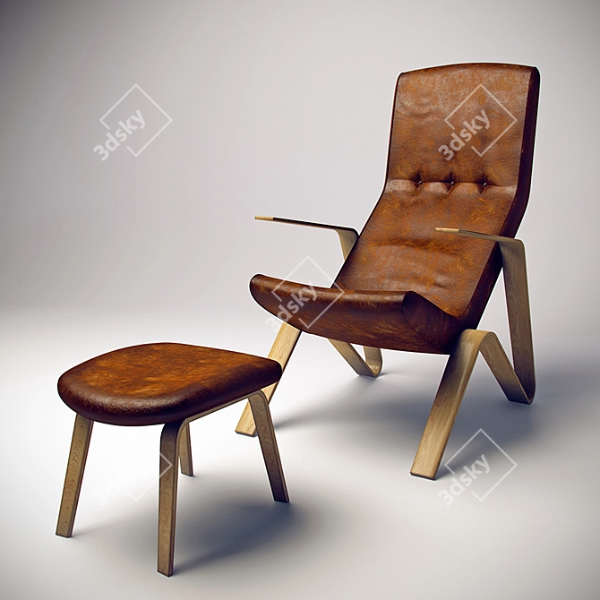 NY Leather Chair 3D model image 1