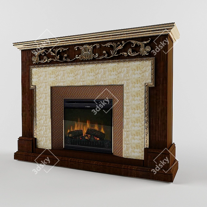 "Venice" Electric Fireplace with Venezia nut Inset 3D model image 1