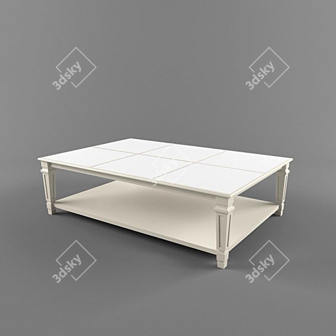 Stylish Wooden Coffee Table with Fabric Accents 3D model image 1