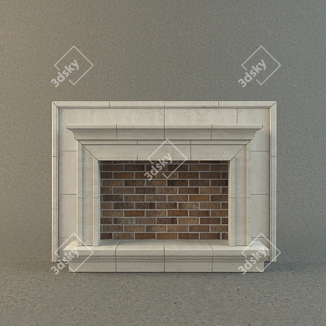  Traverine & Clinker Brick Decor Fireplace 3D model image 1