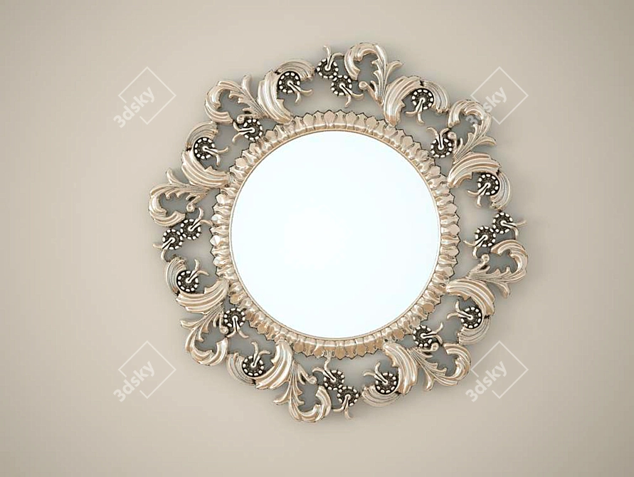 Italian Antique Circular Mirror 3D model image 1