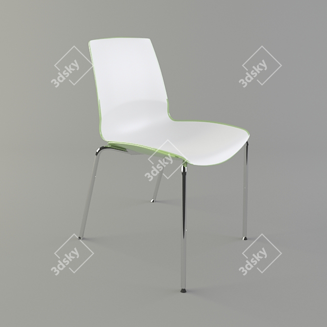 Sleek Chrome Stacking Chairs 3D model image 1
