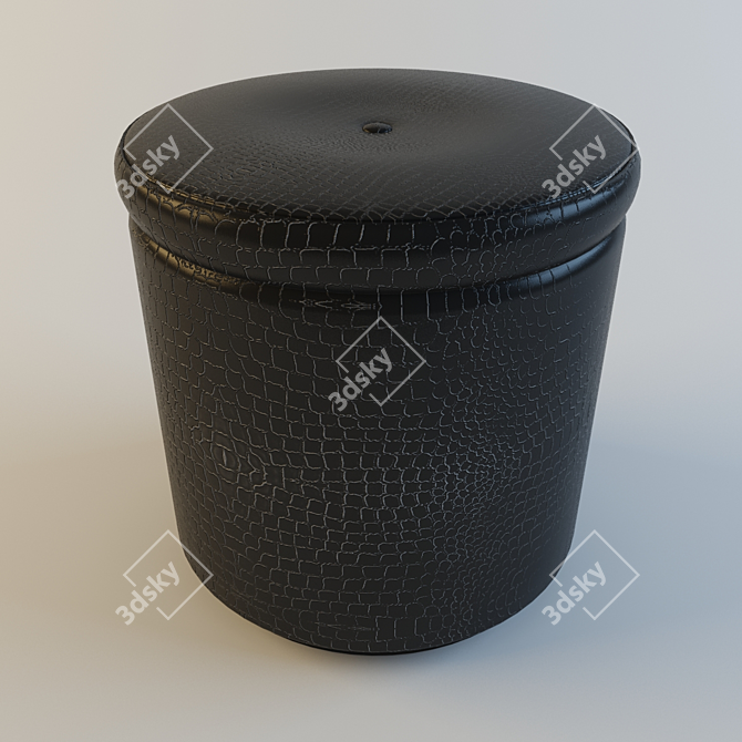 Modern Crocodile Leather Cylinder Pouf 3D model image 1