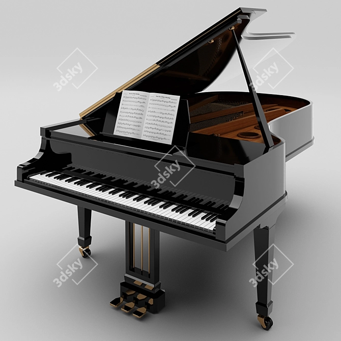 Elegant Black Grand Piano 3D model image 1