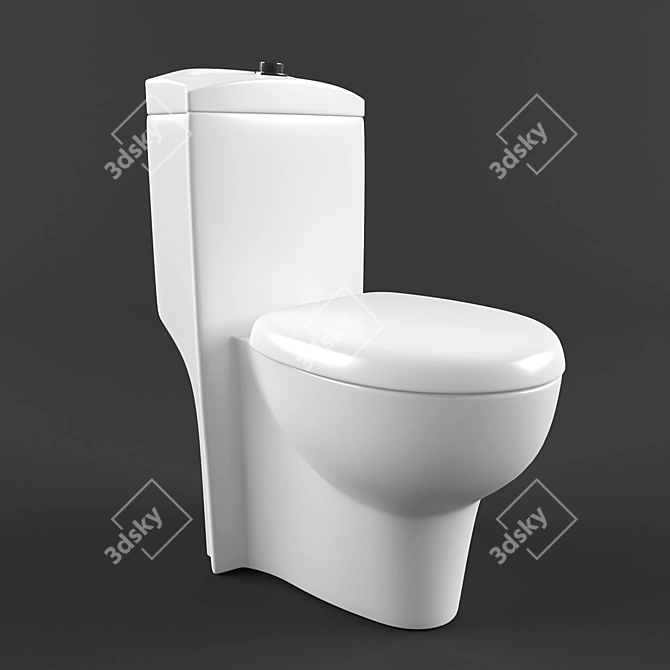 Premium Toilet with Tank 3D model image 1