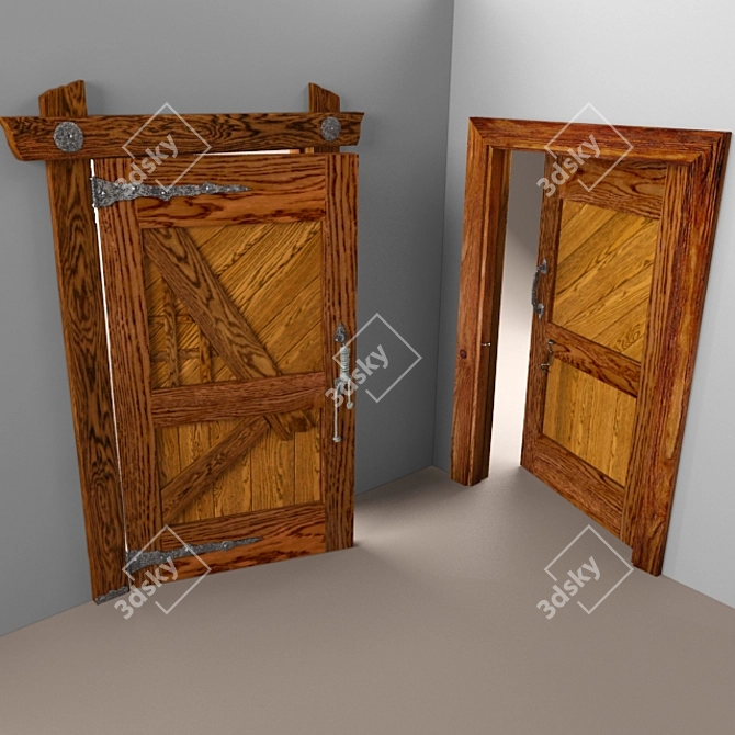 Title: Vintage Oak Decorative Door 3D model image 1