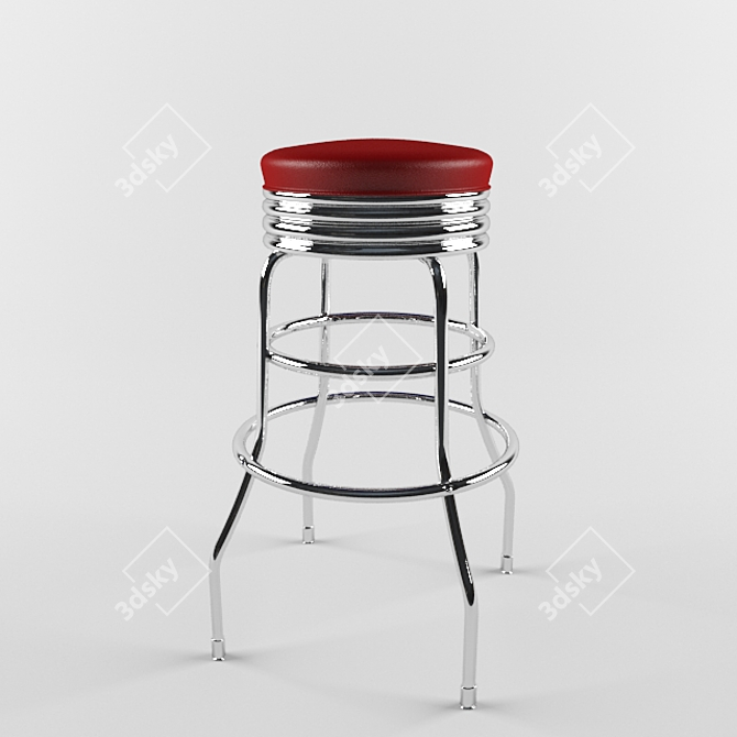 Sleek Metal Bar Stool 3D model image 1