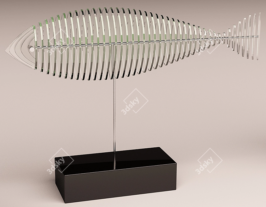 Elegant Glass Fish Decoration 3D model image 1