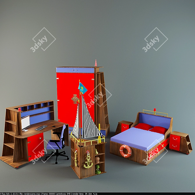 Cozy Haven: Baby Furniture Set 3D model image 1