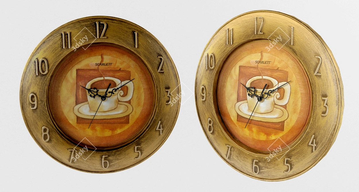 Elegant Scarlett Wall Clock 3D model image 1