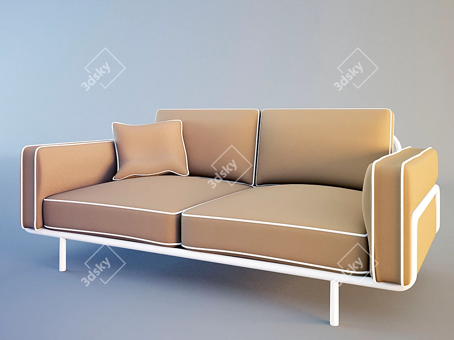 Sleek and Spacious Sofa 3D model image 1