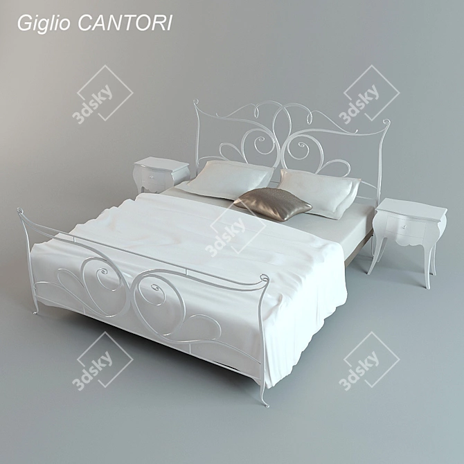 Elegant Giglio Bed by CANTORI 3D model image 1
