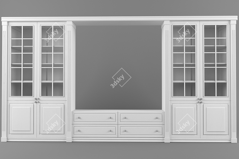 Minimalist White Wardrobe 3D model image 1