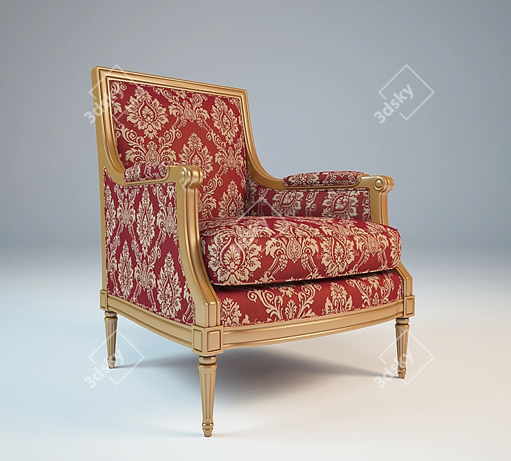 Elegant Retro Armchair 3D model image 1