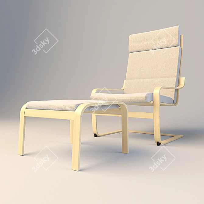 IKEA POÄNG Armchair - Removable Cover 3D model image 1