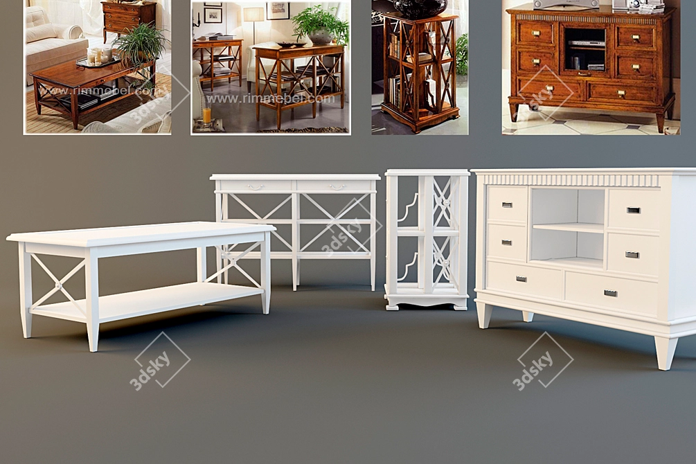 Elegant Living Room Furniture Set 3D model image 1
